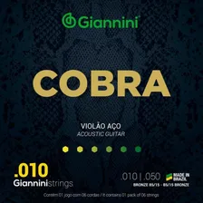 Kit Com 3 Jogos De Cordas Giannini Cobra Violão Aço 010 Foto mini  2