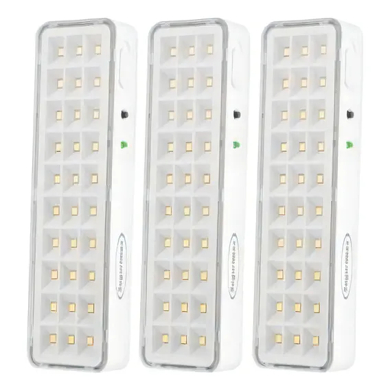 Kit Com 3 Luminária Luz De Emergência 30 Leds Segurimax Super Slim Cor Led Foto 1