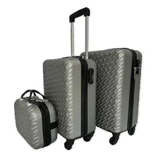 Kit Com 3 Malas De Viagem Cinza Material Rigido Com Cadeado Foto mini 1