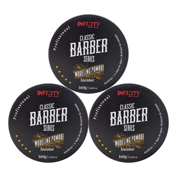 Kit Com 3 Pomadas Barber Infinity Incolor 160g Foto 1