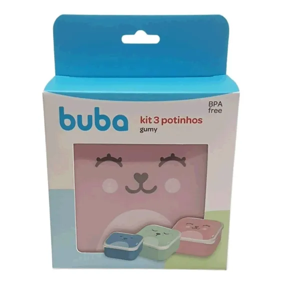 Kit Com 3 Potinhos Gumy Rosa Buba 12603 Com Tampa 3 Unidades Foto 1