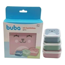Kit Com 3 Potinhos Gumy Rosa Buba 12603 Com Tampa 3 Unidades Foto mini  2