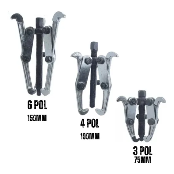 Kit Com 3 Saca Polia E Rolamento 3 Garras Aço 75 100 150 Mm Foto 1