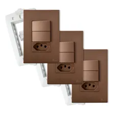 Kit Com 3 Tomadas 20a Com Interruptor Duplo Simples Corten Foto mini 1
