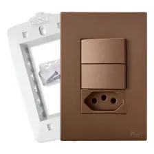 Kit Com 3 Tomadas 20a Com Interruptor Duplo Simples Corten Foto mini 2