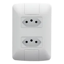 Kit com 3 Tomadas Duplas 10A Horizontal Tramontina Aria Cor Branco Foto mini 2