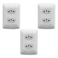 Kit com 3 Tomadas Duplas 10A Horizontal Tramontina Aria Cor Branco Foto mini 1