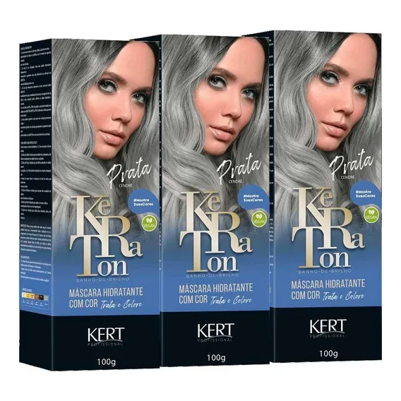 Kit Com 3 Tonalizantes Keraton Banho De Brilho Prata Kert Foto 1