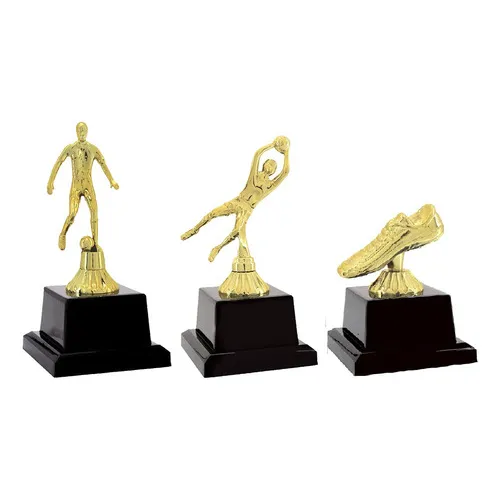 Kit Com 3 Troféus De Futebol Goleiro Artilheiro E Jogador Cor Preto dourado Vitoria 600110 Foto 1