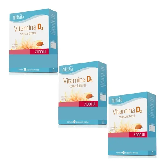 Kit Com 3 Vitamina D 7.000 Ui Com 30 Cápsulas Cada Althaia Foto 1