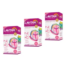 Kit Com 3 Vitaminas Lavitan A-z Mulher Com 60 Comprimidos Sabor Foto mini 1