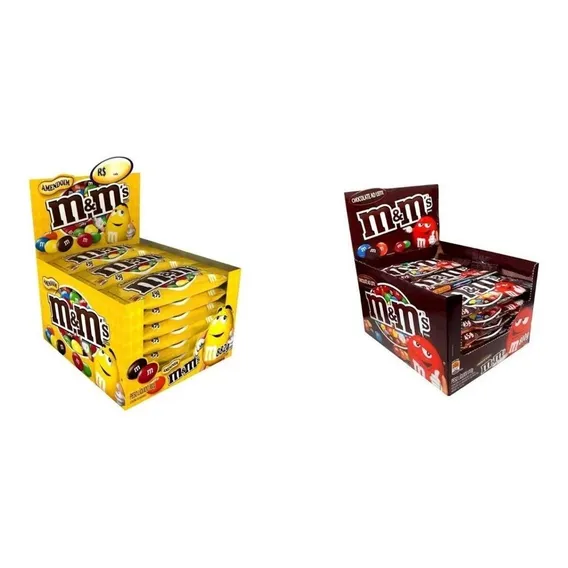 Kit Com 36un M&ms Chocolate E M&ms Amendoim 45gr Foto 1