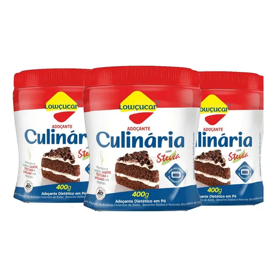 Kit Com 3und Adoçante Culinária Lowçúcar Pote 400g Foto 1