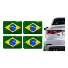 Kit Com 4 Adesivos Bandeira Do Brasil Resinado 20730 Foto mini 1