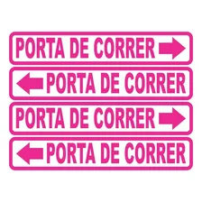 Kit Com 4 Adesivos Porta De Correr Sinalização Para Porta Cor Rosa Foto  mini 1