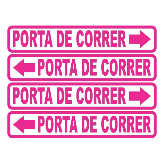 Kit Com 4 Adesivos Porta De Correr Sinalização Para Porta Cor Rosa Foto 1
