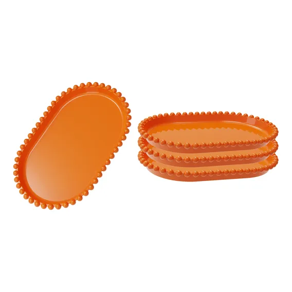 Kit Com 4 Bandejas Pérola 20x13cm Cor La - Laranja Foto 1
