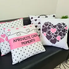 Kit Com 4 Capas De Almofadas Decorativas Frase Rosa 45x45 Foto mini 3
