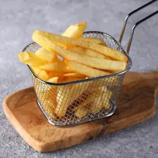 Kit Com 4 Mini Cestos De Inox Com Alça Para Servir Porções Batata Frita Frango Retangular Foto mini 4