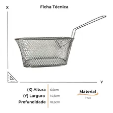 Kit Com 4 Mini Cestos De Inox Com Alça Para Servir Porções Batata Frita Frango Retangular Foto mini  3