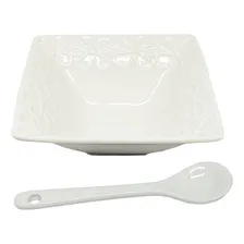 Kit Com 4 Molheira Porcelana Louça Branca C/ Colher Foto mini 3