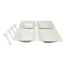 Kit Com 4 Molheira Porcelana Louça Branca C/ Colher Foto mini 1