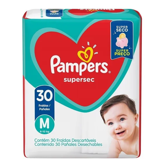 Kit Com 4 Pacotes Fraldas Pampers Supersec Atacado Barato M Foto 1