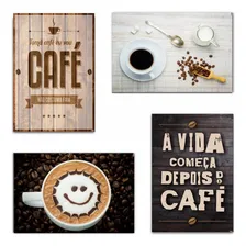 Kit Com 4 Placas Em Mdf Café R+ Adesivos Foto mini 1