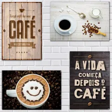 Kit Com 4 Placas Em Mdf Café R+ Adesivos Foto mini 2