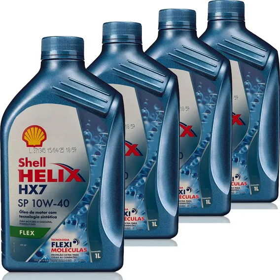 Kit com 4 Shell 10w40 Sn/ch Semi Sintético Helix Hx7 1L Foto 1