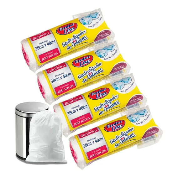 Kit Com 400 Sacos De Lixo 10 Litros 38x40 Inibidor De Odor Foto 1