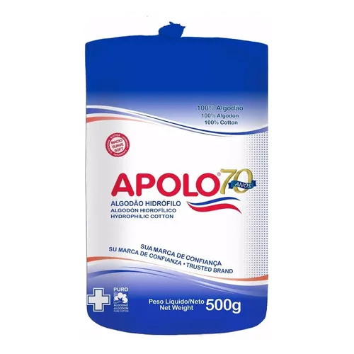 Kit Com 5 Algodão Hidrófilo Apolo 500g Foto 1
