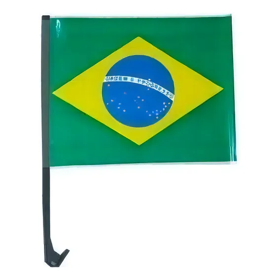 Kit Com 5 Bandeiras Plasticas Do Brasil Com Haste Carro Copa Foto 1