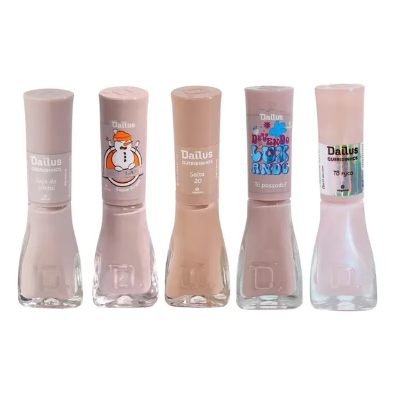 Kit Com 5 Esmaltes Dailus Tons Nudes E Claros Elegantes Foto 1