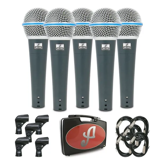 Kit Com 5 Microfones Arcano Dinâmicos Rhodon-8 Kit Xlr-xlr Foto 1