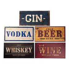 Kit Com 5 Placas Hdf Decorativas Parede Industrial Bebidas Foto mini 1