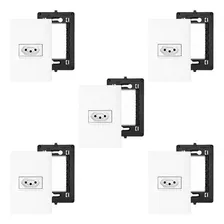 Kit Com 5 Tomada Simples 10a Pial Plus+ Suporte 4x2 E Placa Cor Branco Foto  mini 1