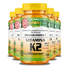 Kit Com 5 Vitamina K2 Menaquinona Mk7 60 Cápsulas Unilife Sabor Neutro Foto  mini 1