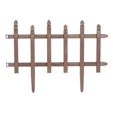 Kit Com 5m Cerca Estilo Madeira Plástica Decorativa Jardim Cor Marrom Foto  mini 1