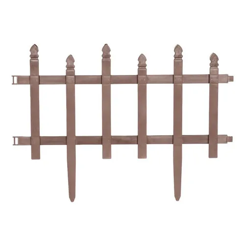 Kit Com 5m Cerca Estilo Madeira Plástica Decorativa Jardim Cor Marrom Foto 1