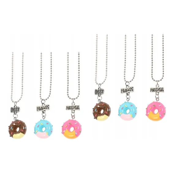 Kit Com 6 Colares Best Friends Melhores Amigas Rosquinhas Cor Rosa Foto 1