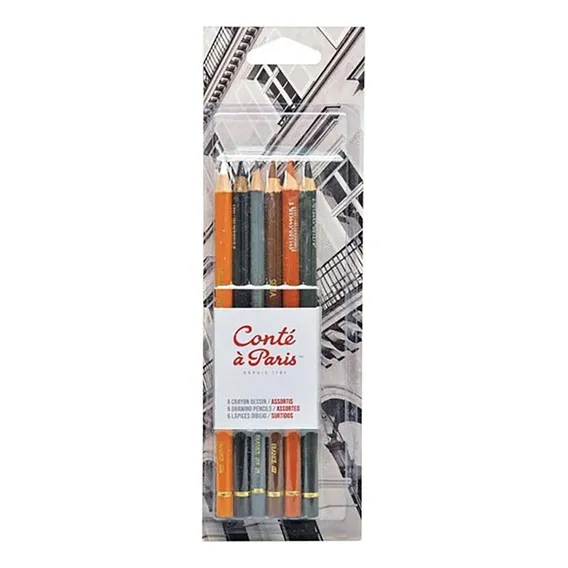 Kit Com 6 Lapis Conte A Paris Crayon Sortidos 50106 Foto 1