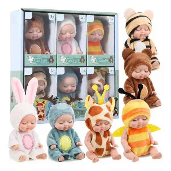 Kit Com 6 Mini Bonecas Pijama Bebe Reborn Infantil Presentes Foto 1