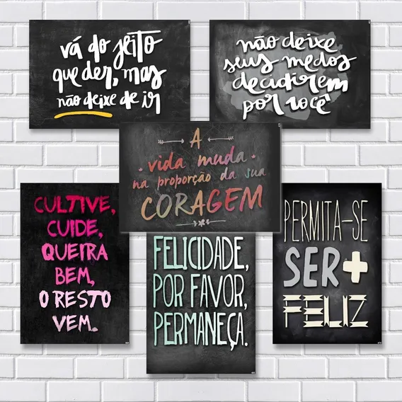 Kit Com 6 Placas Decorativas Em Mdf Frases Motivacionais Foto 1