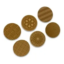Kit Com 6 Porta Copos Em Mdf Jogo Americano, Descanso Cor Bege Foto mini 3