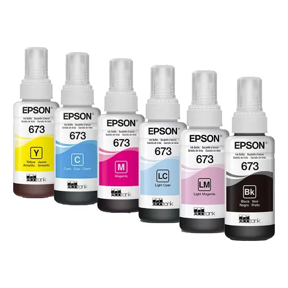 Kit Com 6 Refis De Tinta Epson 673 L800 L805 L810 L Tinta Mix Foto 1