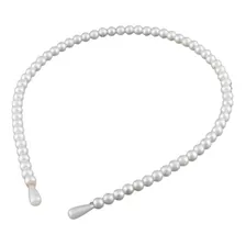 Kit Com 6 Tiaras Com PĂ©rola TendĂȘncia Arco Cabelo Moda Cor Branco Foto mini 2