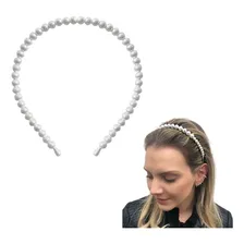 Kit Com 6 Tiaras Com PĂ©rola TendĂȘncia Arco Cabelo Moda Cor Branco Foto mini 1