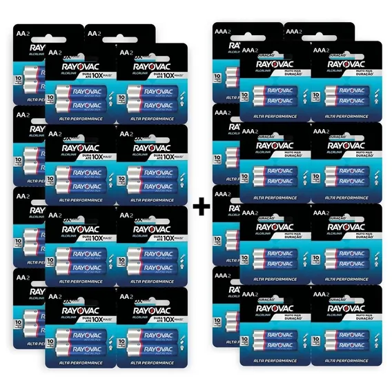 Kit Com 64 Pilhas Alcalinas Rayovac: 32 Aa + 32 Aaa Foto 1