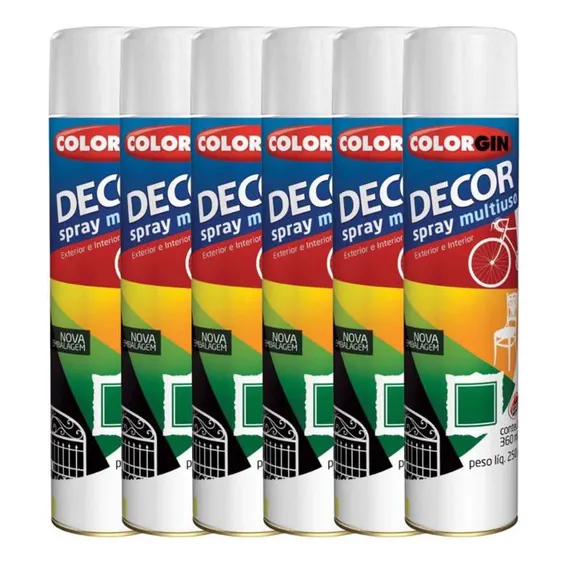 Kit Com 6un Tinta Spray Decor Cor Branco - Colorgin Foto 1